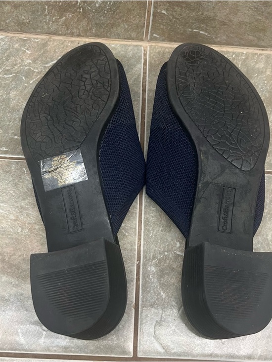 Croft & Barrow with Ortholite eco 8M Navy Knit Open-Toe Low Block Heel Mule - Picture 9 of 9